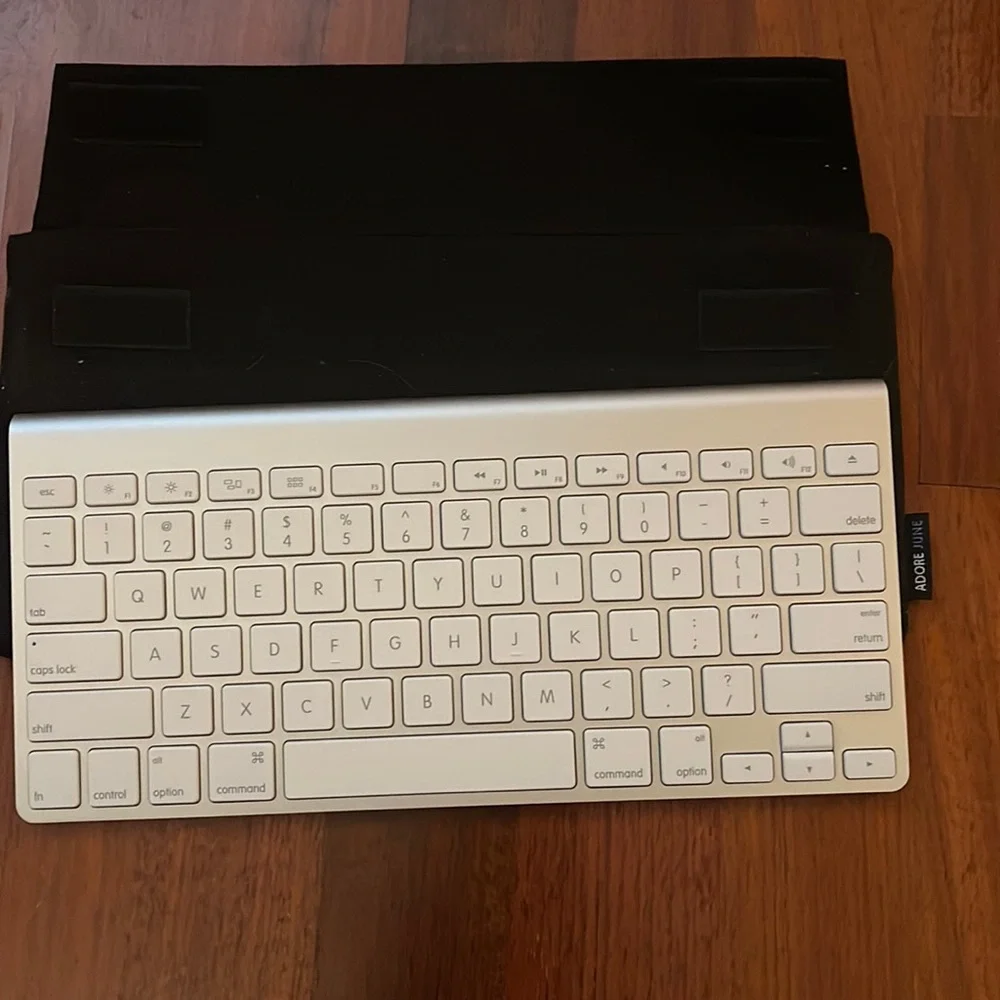 Apple wireless keyboard, case and dust cover for keyboard. Used for grad school.